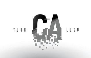 logotipo da letra ca ca pixel com quadrados pretos digitais quebrados vetor