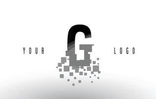 logotipo da letra g pixel com quadrados pretos digitais quebrados vetor