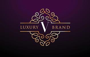 logotipo da letra v luxury.royal monograma design vetor
