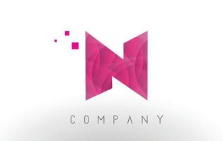 design de logotipo de letra n com padrão de pontos roxos. vetor
