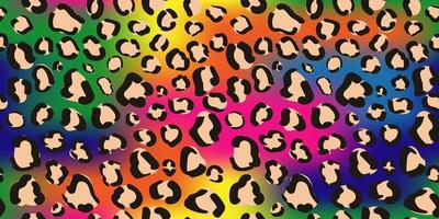 Impressão de leopardo de néon sem emenda de arco-íris. papel de embrulho de hippie da moda. orgulho lgbt fundo vetor