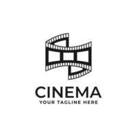 desenho de vetor de conceito de logotipo de cinema tira de filme