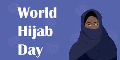 banner do dia mundial do hijab. mulher muçulmana no hijab. vetor