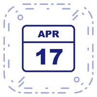 17 de abril Data em um calendário de dia único vetor