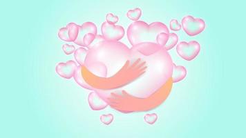 coração doce é balão transparente com pódio em fundo colorido. conceito de dia dos namorados vetor