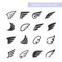 conjunto de emblemas de asas de coleção de ícones de asas negras. ilustração vetorial.