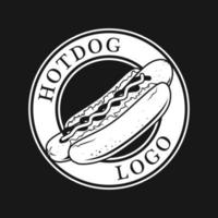 vetor do logotipo do cachorro-quente, preto e branco