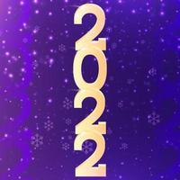 feliz ano novo 2022 com números dourados sobre fundo azul roxo. design de cartão de convite vetor