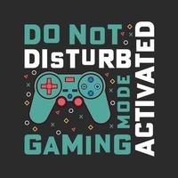 design de t-shirt de tipografia de gaming, design de t-shirt de gamepad vetor