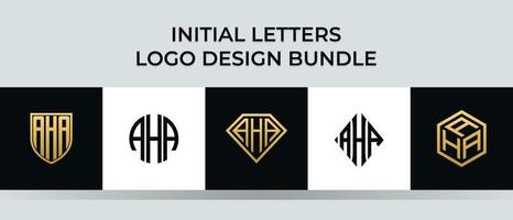 pacote de letras iniciais aha logo designs vetor