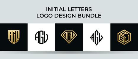 pacote de designs de logotipo agv iniciais vetor