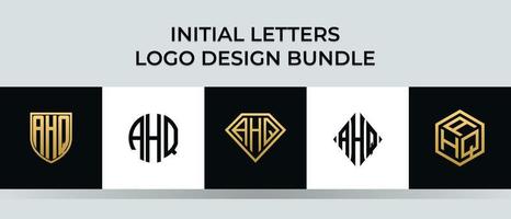pacote de designs de logotipo ahq letras iniciais vetor