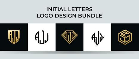pacote de designs de logotipo de letras iniciais ajj vetor