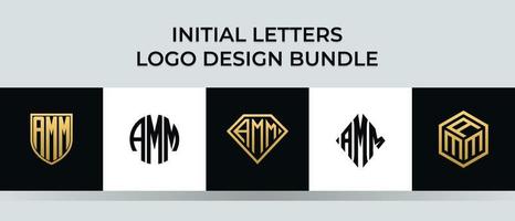 letras iniciais amm logo designs pacote vetor