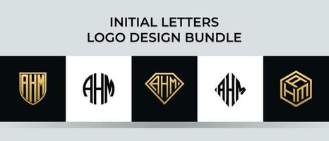 conjunto de letras iniciais ahm logo designs vetor