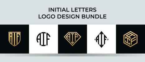 pacote de designs de logotipo aif letras iniciais vetor