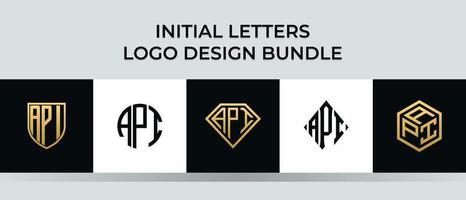 pacote de designs de logotipo de API de letras iniciais vetor