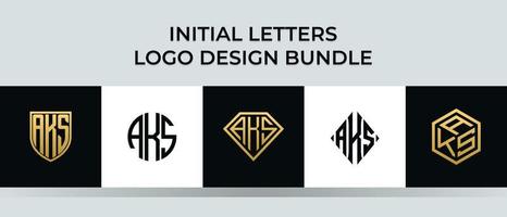 letras iniciais pacote de designs de logotipo aks vetor