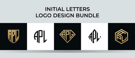 pacote de designs de logotipo apl de letras iniciais vetor