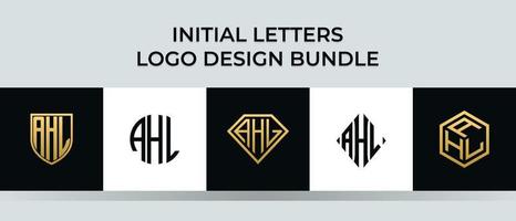 conjunto de letras iniciais ahl logo designs vetor