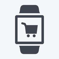 ícone do aplicativo de compras em estilo glifo moderno isolado em fundo azul suave vetor