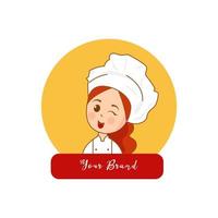 ilustração em vetor logotipo fofo chef para sua marca