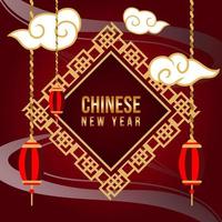 ano novo chinês tradicional em plano de fundo de design plano vetor