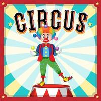 design de cartaz de circo com personagem de desenho animado de palhaço vetor
