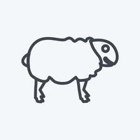 ícone de ovelha em estilo de linha moderno isolado em fundo azul suave vetor