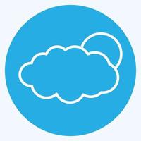 ícone de nuvem de sol no estilo moderno de olhos azuis isolado em um fundo azul suave vetor