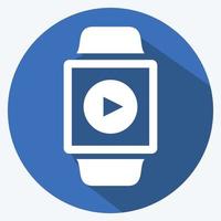 ícone de aplicativo de vídeo em estilo moderno de sombra longa, isolado em um fundo azul suave vetor
