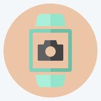 ícone do aplicativo de câmera em um moderno estilo simples, isolado em um fundo azul suave vetor
