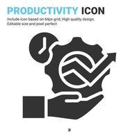 vetor de ícone de produtividade com estilo glifo isolado no fundo branco. ilustração vetorial conceito de ícone de símbolo de sinal de progresso para negócios, finanças, indústria, empresa, aplicativos, web e projeto
