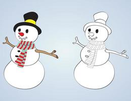 boneco de neve de natal para colorir página vetor