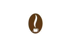 simples café em grão caneca café quente café restaurante logo design vector