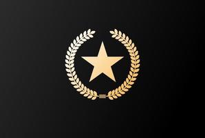 emblema de folha de louro estrela para vetor de design de logotipo de emblema do exército militar