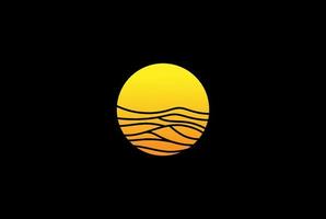 simples minimalista nascer do sol pôr do sol oceano mar onda logo design vector