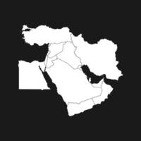 mapa do Oriente Médio em fundo preto vetor