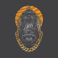 gorila hipster fumando charuto vetor
