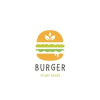 logotipo do hambúrguer vegan com o símbolo da ilustração do ícone da folha vetor