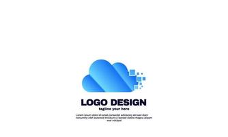 conceito de design de logotipo de nuvem de pixel moderno abstrato de vetor