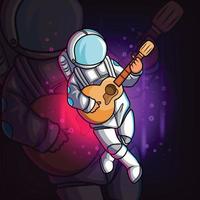 o astronauta tocando violão vetor