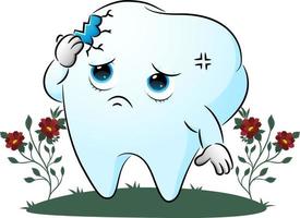 o dente está doente por causa do grande buraco vetor