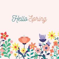 fundo lindo primavera com ilustração vetorial de flores. vetor