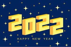 2022 feliz ano novo design decorativo do feriado. fundo de ano novo com números isométricos para cartões, cartazes, web, banner vetor