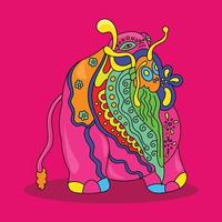 ilustração fofa doodle de monstro elefante vetor