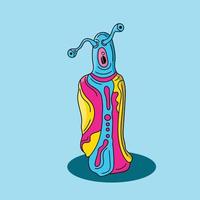 Ilustração de mascote doodle fofo de monstro alienígena