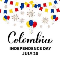 cartaz de tipografia do dia da independência da Colômbia. feriado nacional celebrado em 20 de julho. modelo de vetor para banner, cartão, folheto