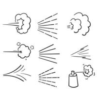 desenhado à mão doodle conjunto de ilustração de ícone de spray de água vetor