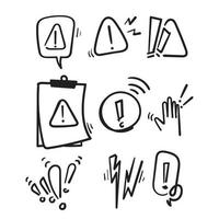 mão desenhada conjunto simples de avisos relacionados a ícones de linha de vetor em vetor de estilo doodle isolado